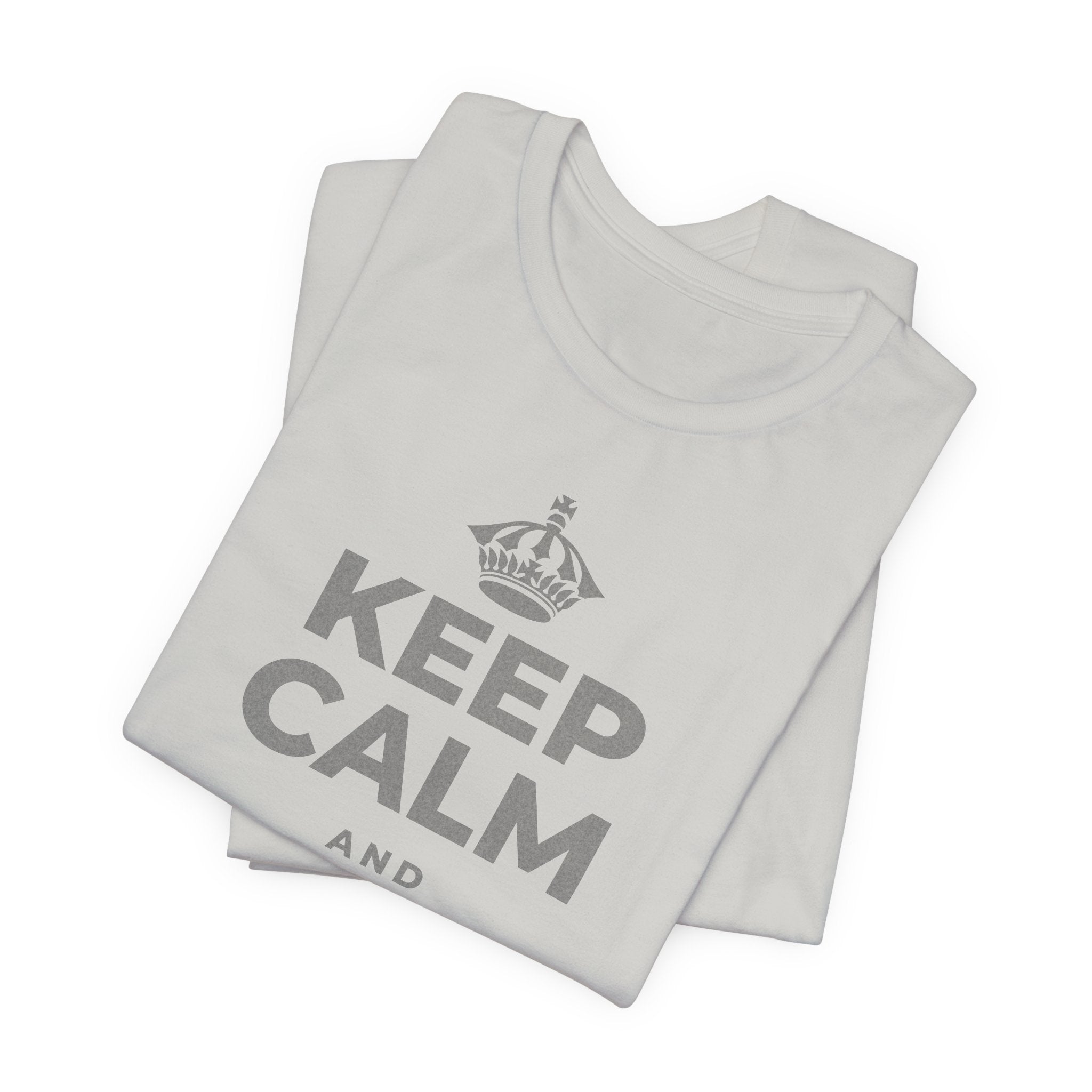 KEEP CALM AND انعم بالشمس T-Shirt (Baby Blue–Silver)