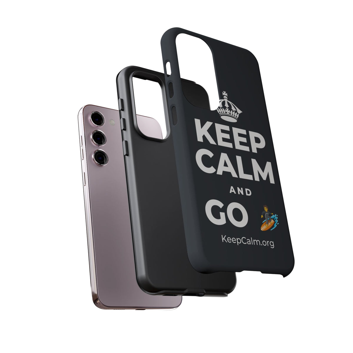 KEEP CALM AND GO 🏄 Phone Case (Dark)