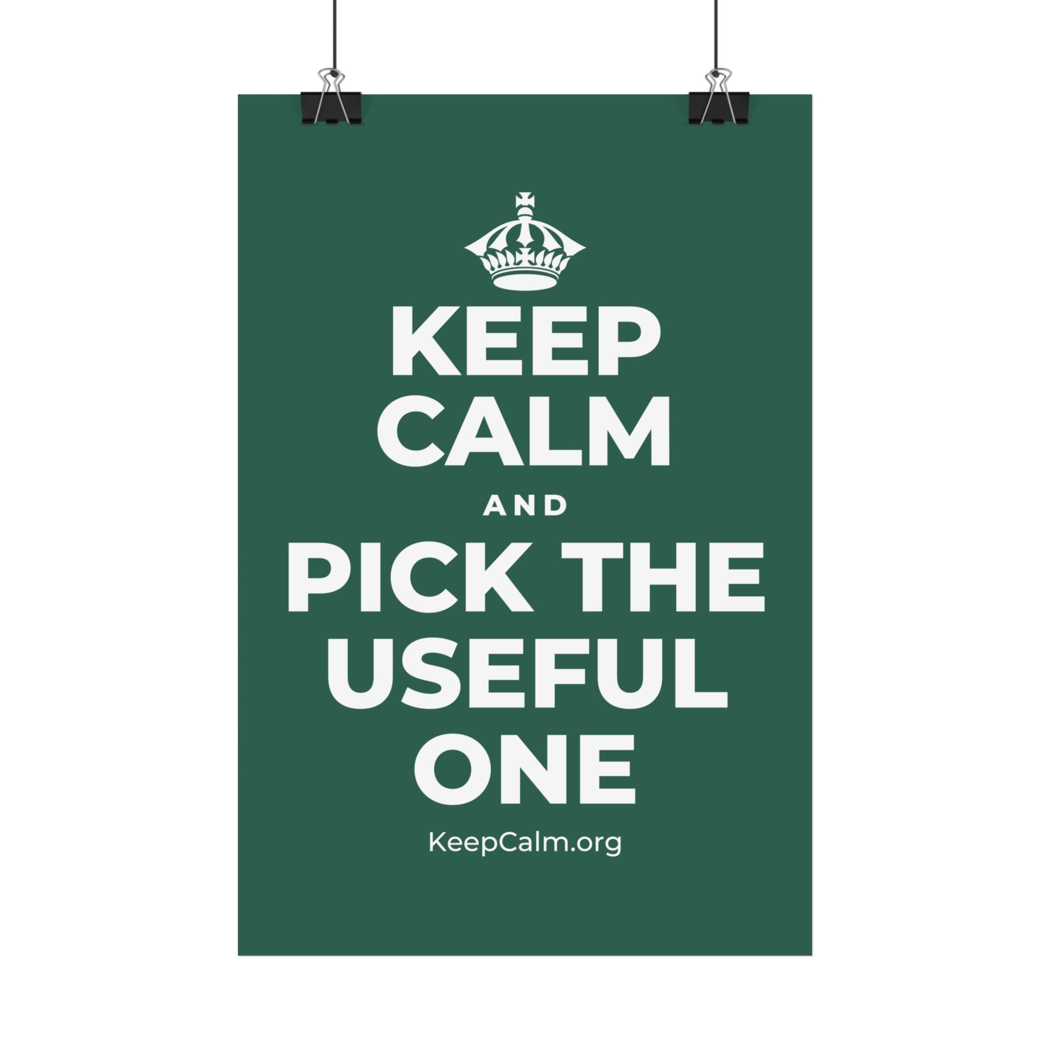 KEEP CALM AND PICK THE USEFUL ONE Satin Poster
