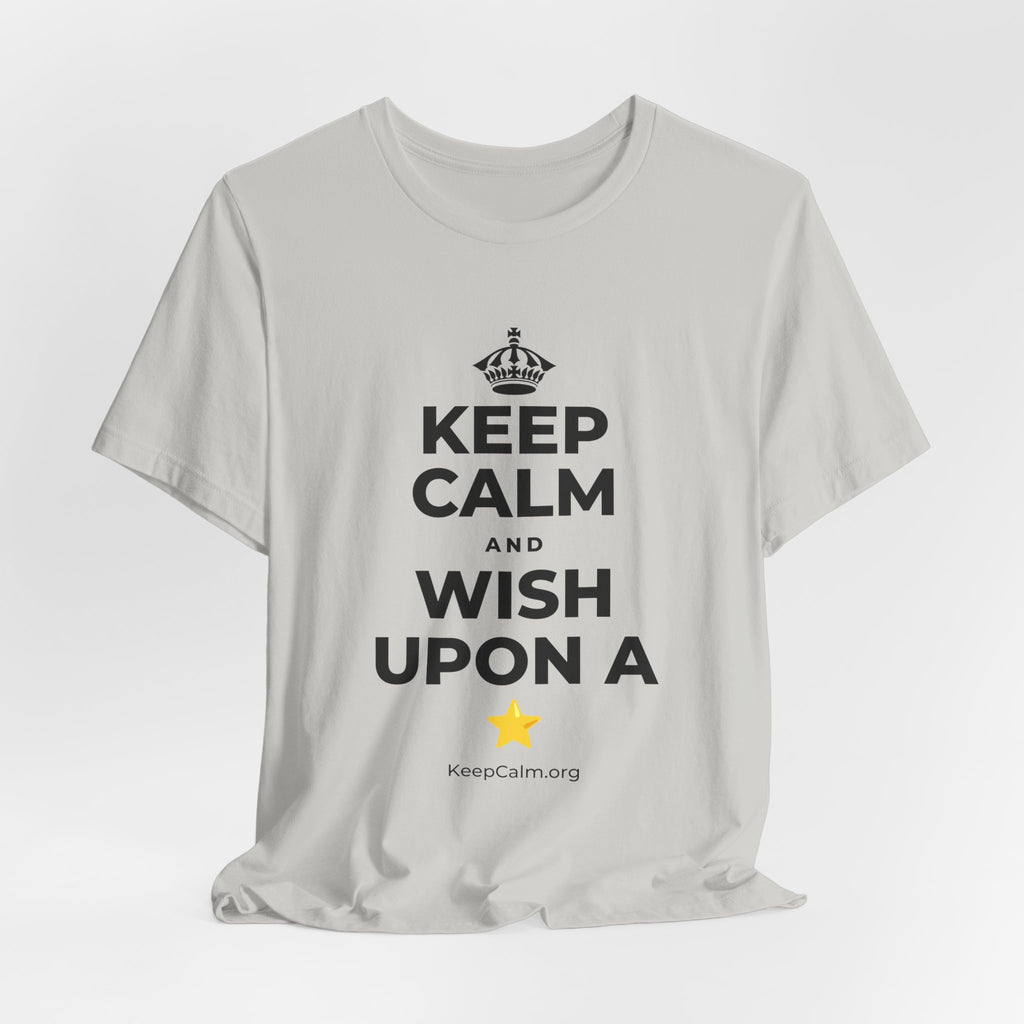 KEEP CALM AND WISH UPON A ⭐ T-Shirt (Baby Blue–Silver)