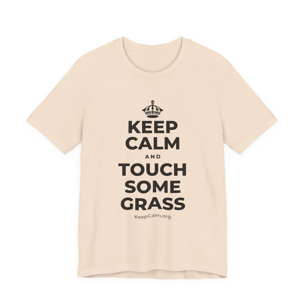 KEEP CALM AND TOUCH SOME GRASS T-Shirt (Soft Cream–Heather Mauve)