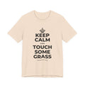 KEEP CALM AND TOUCH SOME GRASS T-Shirt (Soft Cream–Heather Mauve)