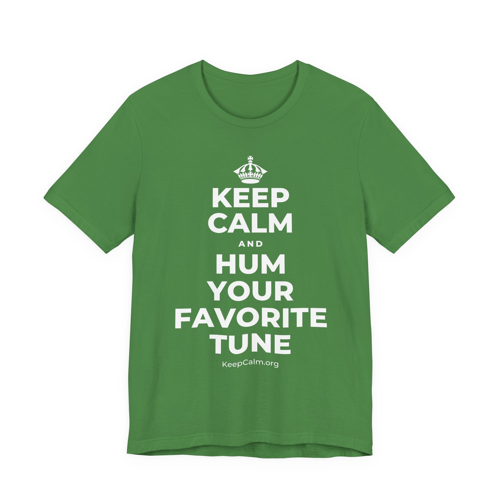KEEP CALM AND HUM YOUR FAVORITE TUNE T-Shirt (Baby Blue–Silver)