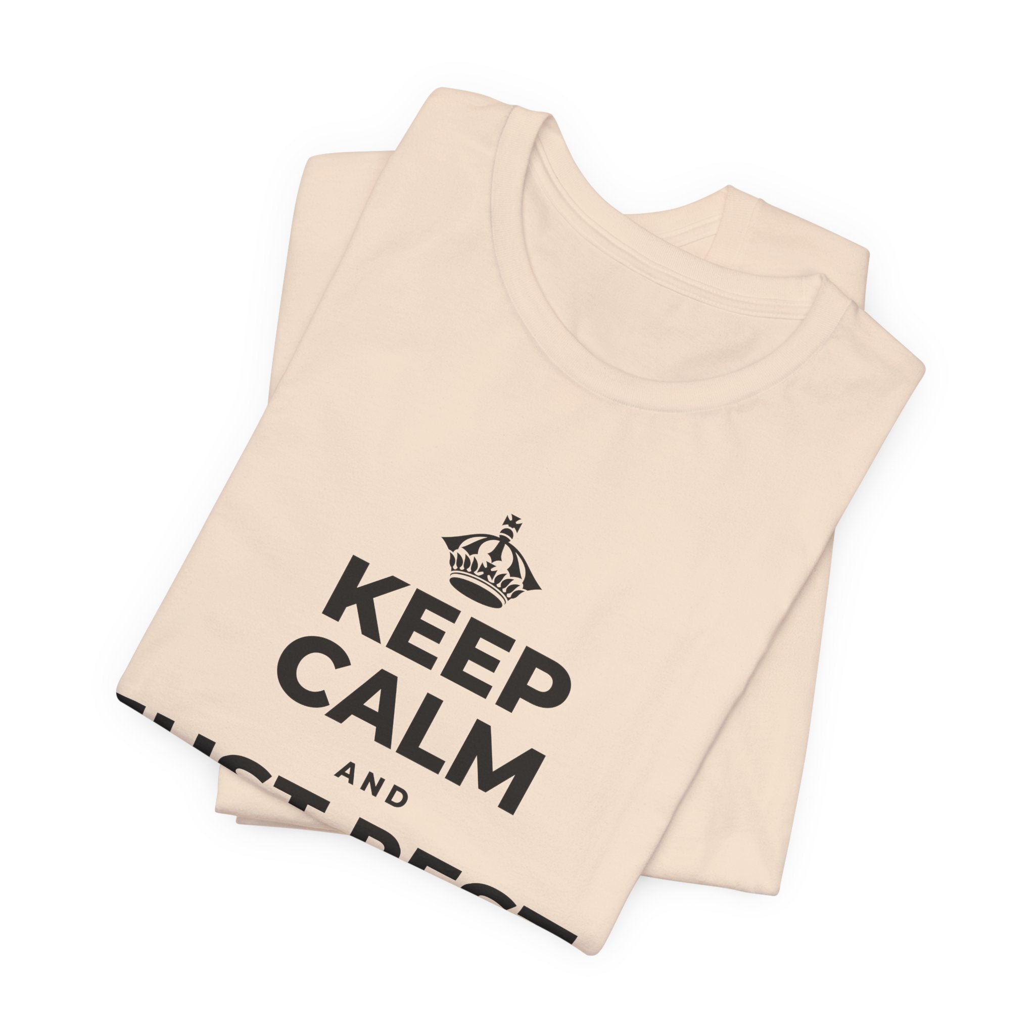 KEEP CALM AND JUST REST, THAT COUNTS T-Shirt (Soft Cream–Heather Mauve)
