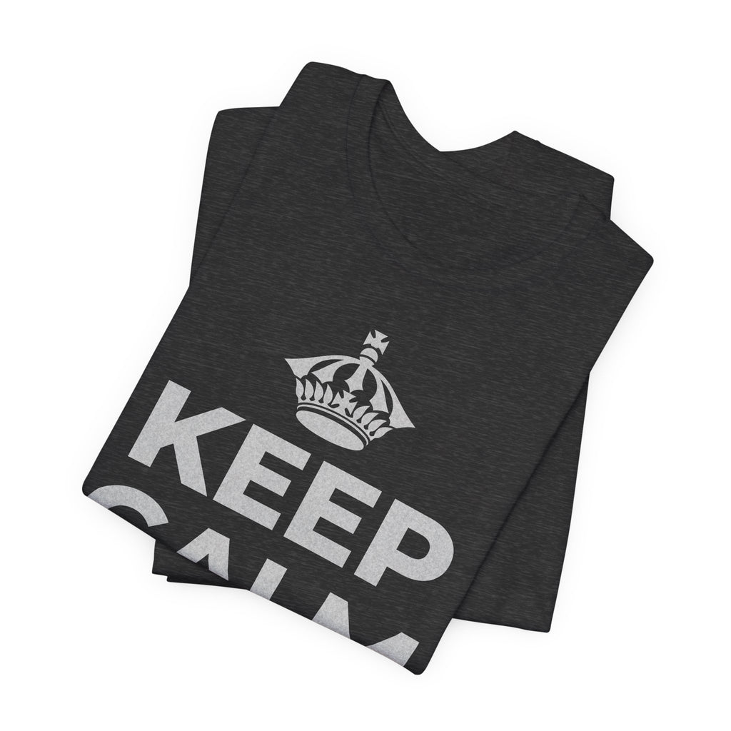 KEEP CALM AND 見知らぬ人に微笑んで T-Shirt (White–Asphalt)