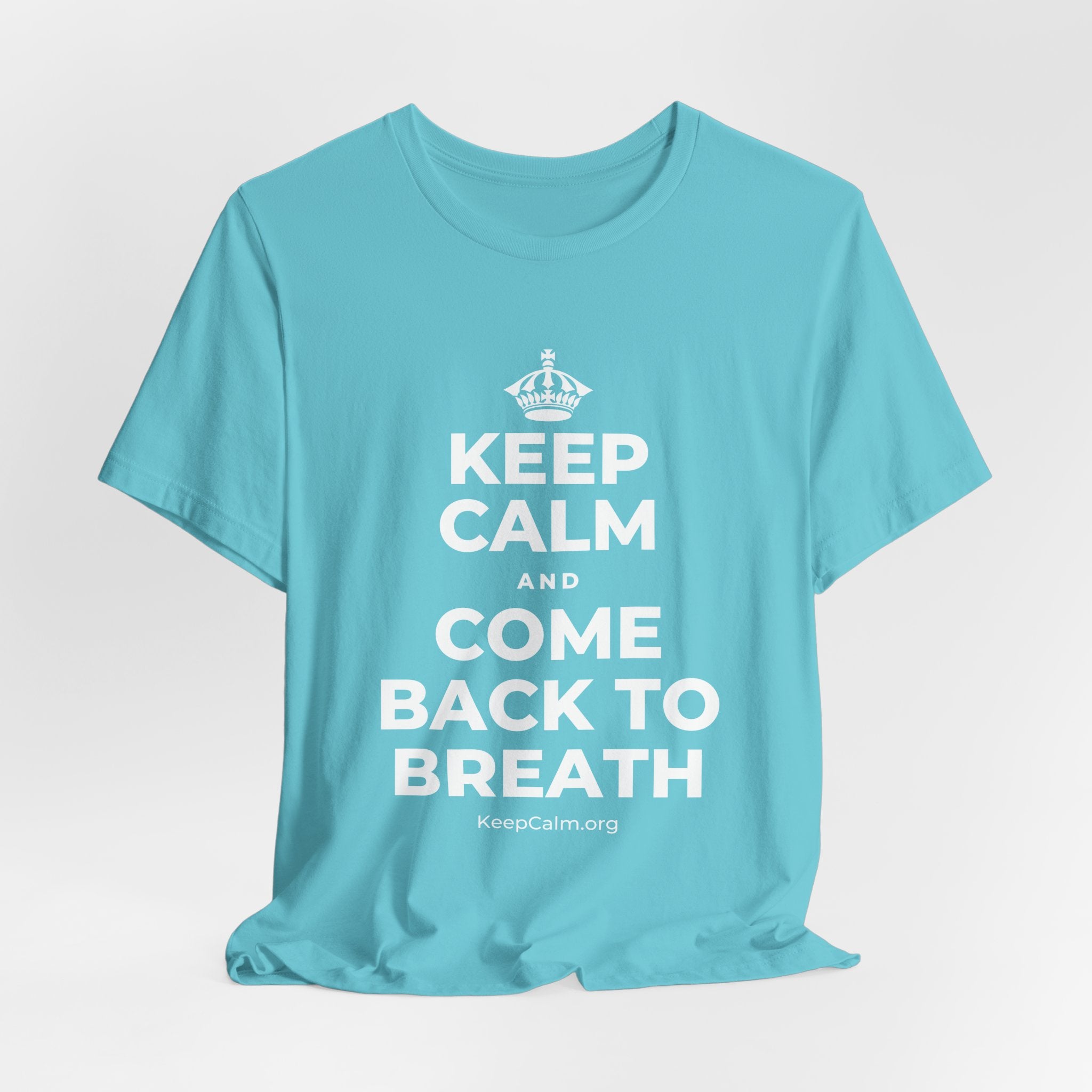 KEEP CALM AND COME BACK TO BREATH T-Shirt (Soft Cream–Heather Mauve)