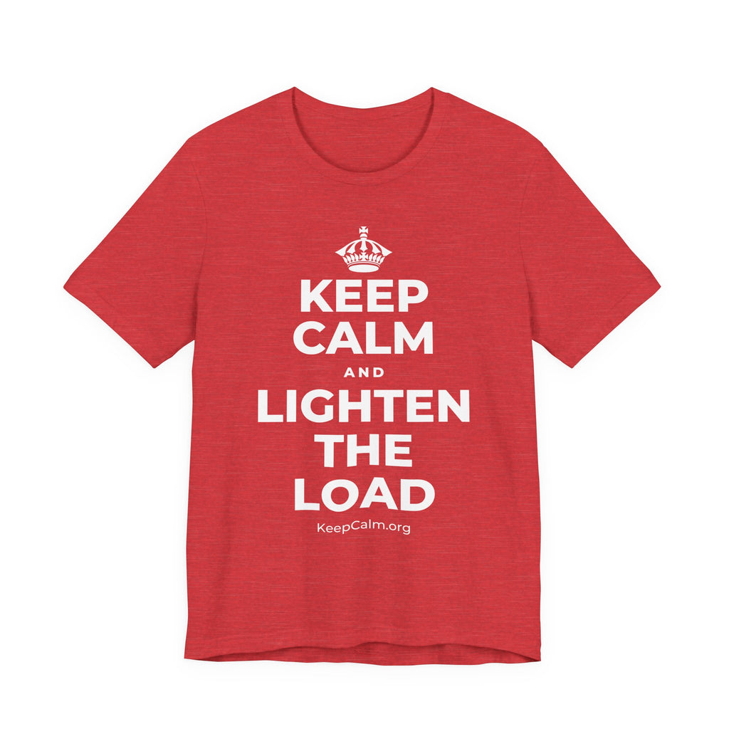 KEEP CALM AND LIGHTEN THE LOAD T-Shirt (Baby Blue–Silver)