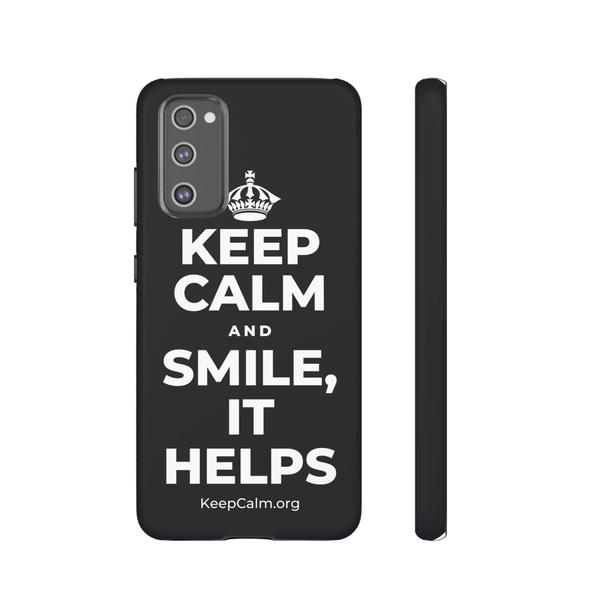 KEEP CALM AND SMILE, IT HELPS Phone Case (Dark)