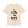 KEEP CALM AND COUNT SMALL WINS T-Shirt (Soft Cream–Heather Mauve)