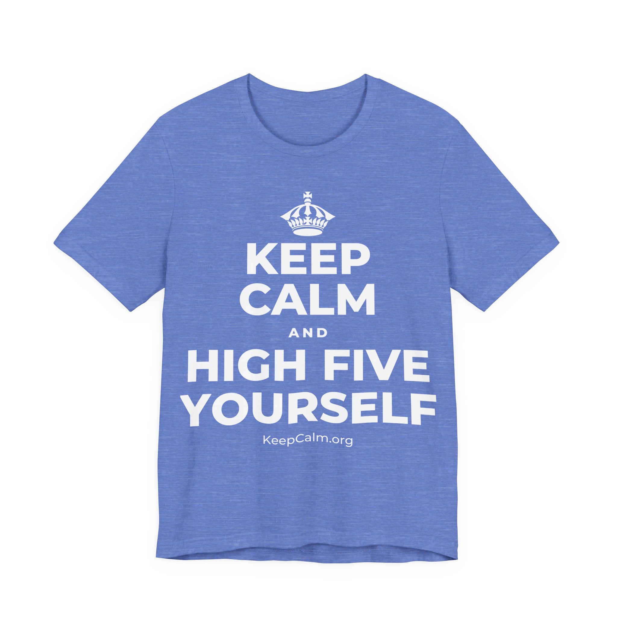 KEEP CALM AND HIGH FIVE YOURSELF T-Shirt (Soft Cream–Heather Mauve)