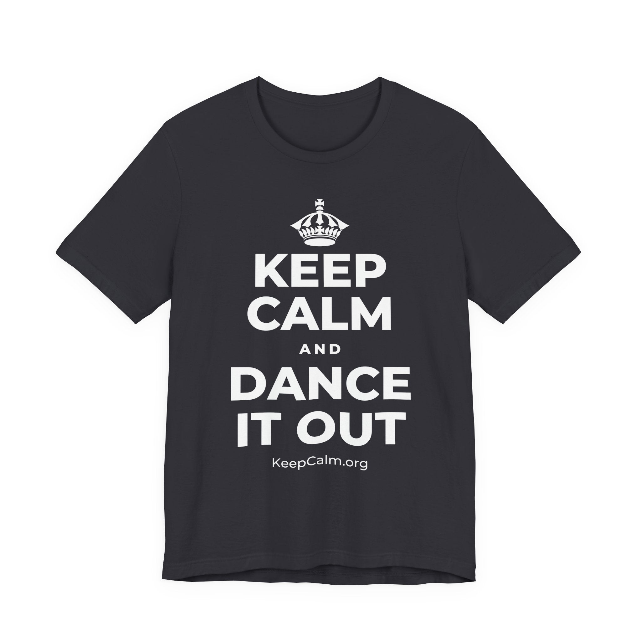 KEEP CALM AND DANCE IT OUT T-Shirt (Baby Blue–Silver)