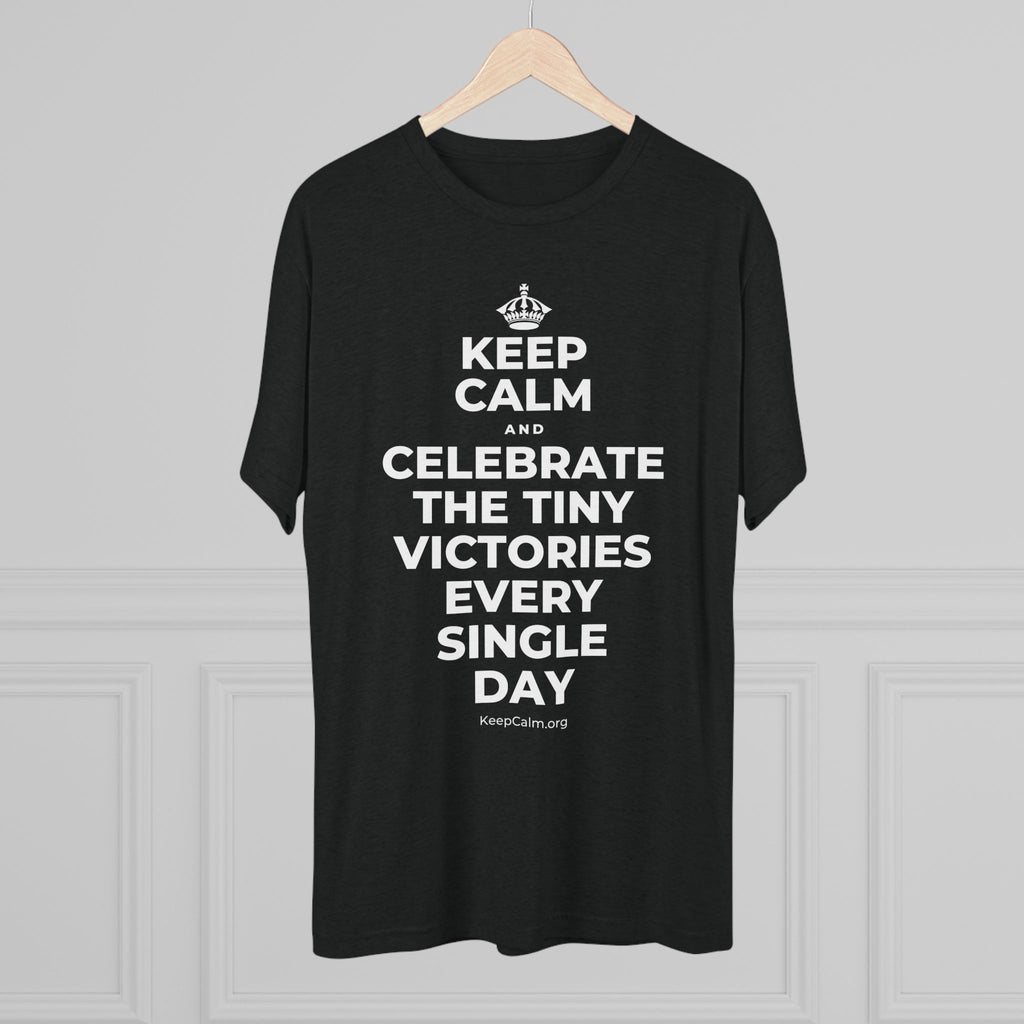 KEEP CALM AND CELEBRATE THE TINY VICTORIES EVERY SINGLE DAY Tri-Blend Tee