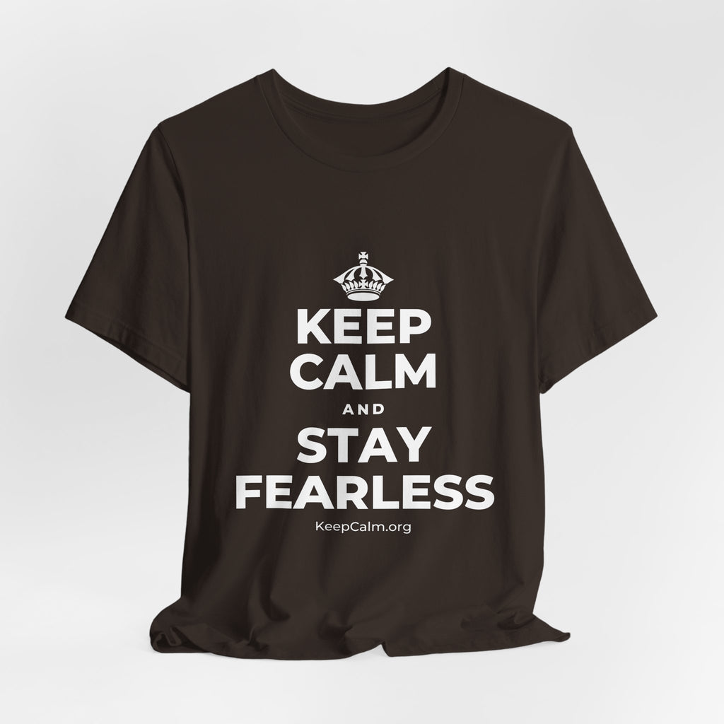 KEEP CALM AND STAY FEARLESS T-Shirt (Soft Cream–Heather Mauve)