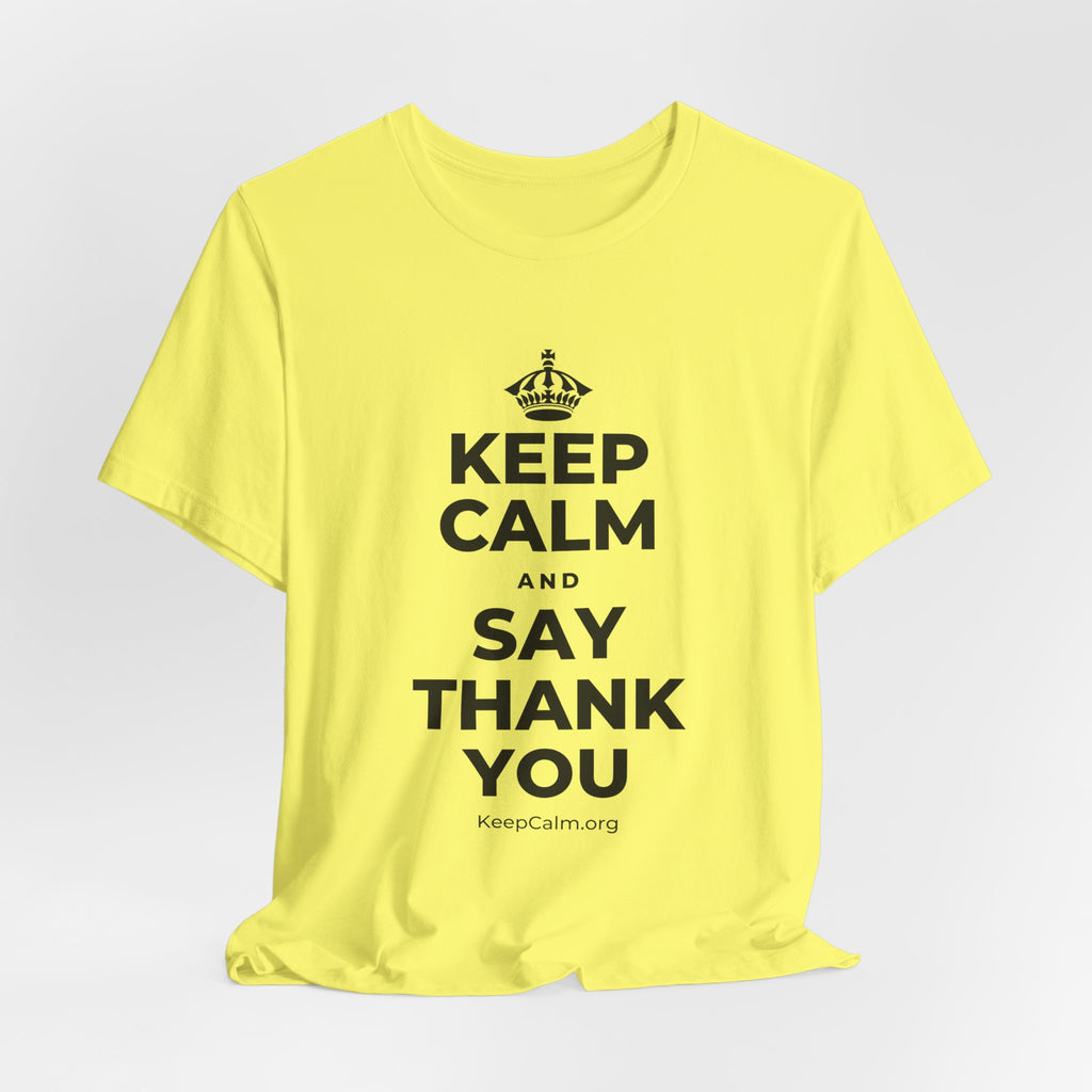 KEEP CALM AND SAY THANK YOU T-Shirt (Soft Cream–Heather Mauve)