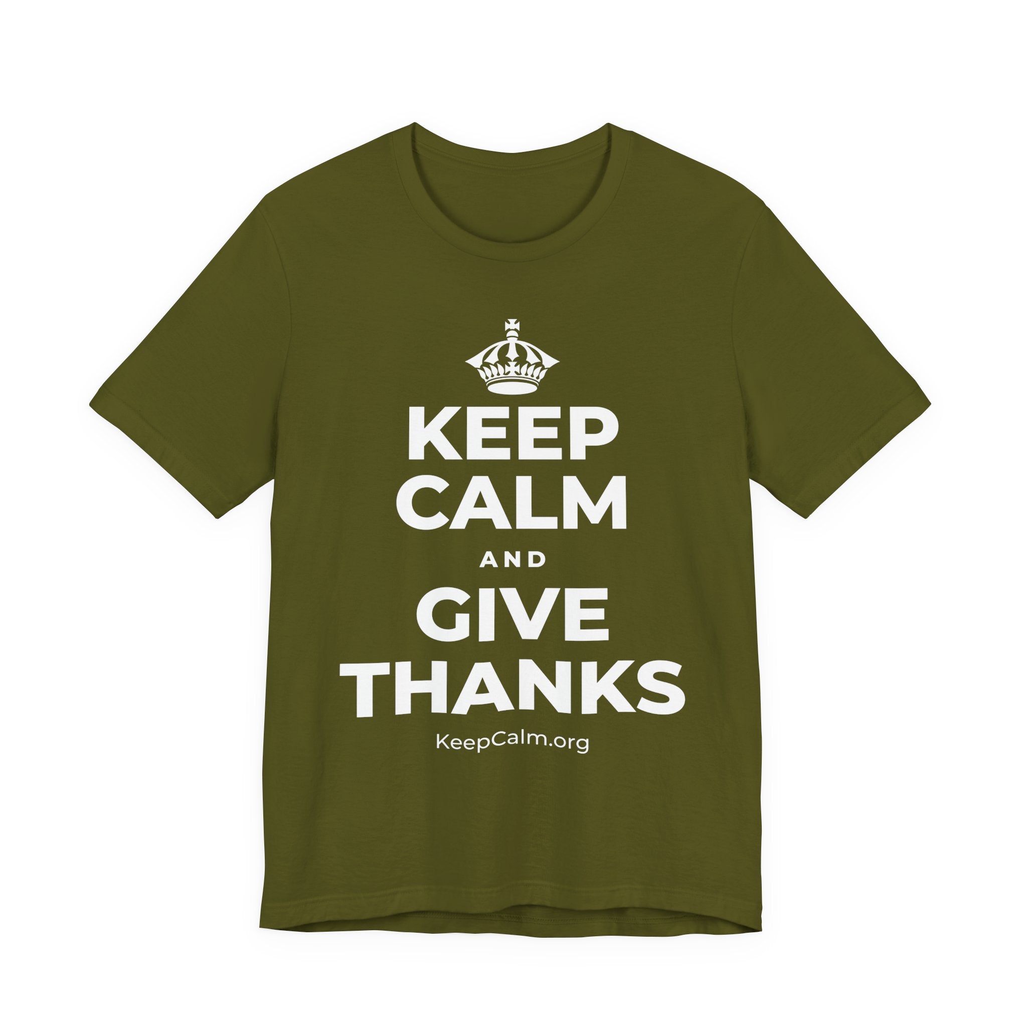 KEEP CALM AND GIVE THANKS T-Shirt (Baby Blue–Silver)