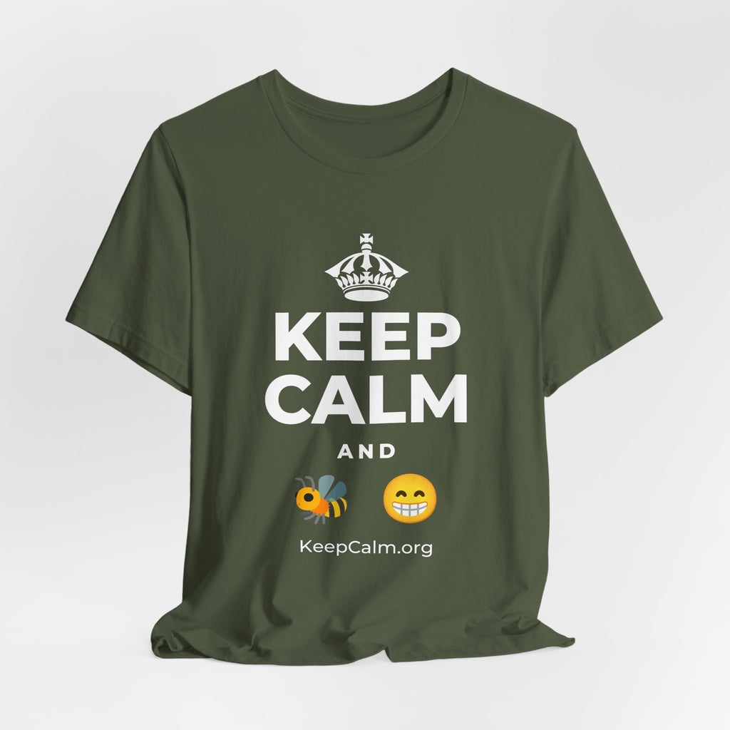KEEP CALM AND BEE HAPPY T-Shirt (Military Green–Autumn)