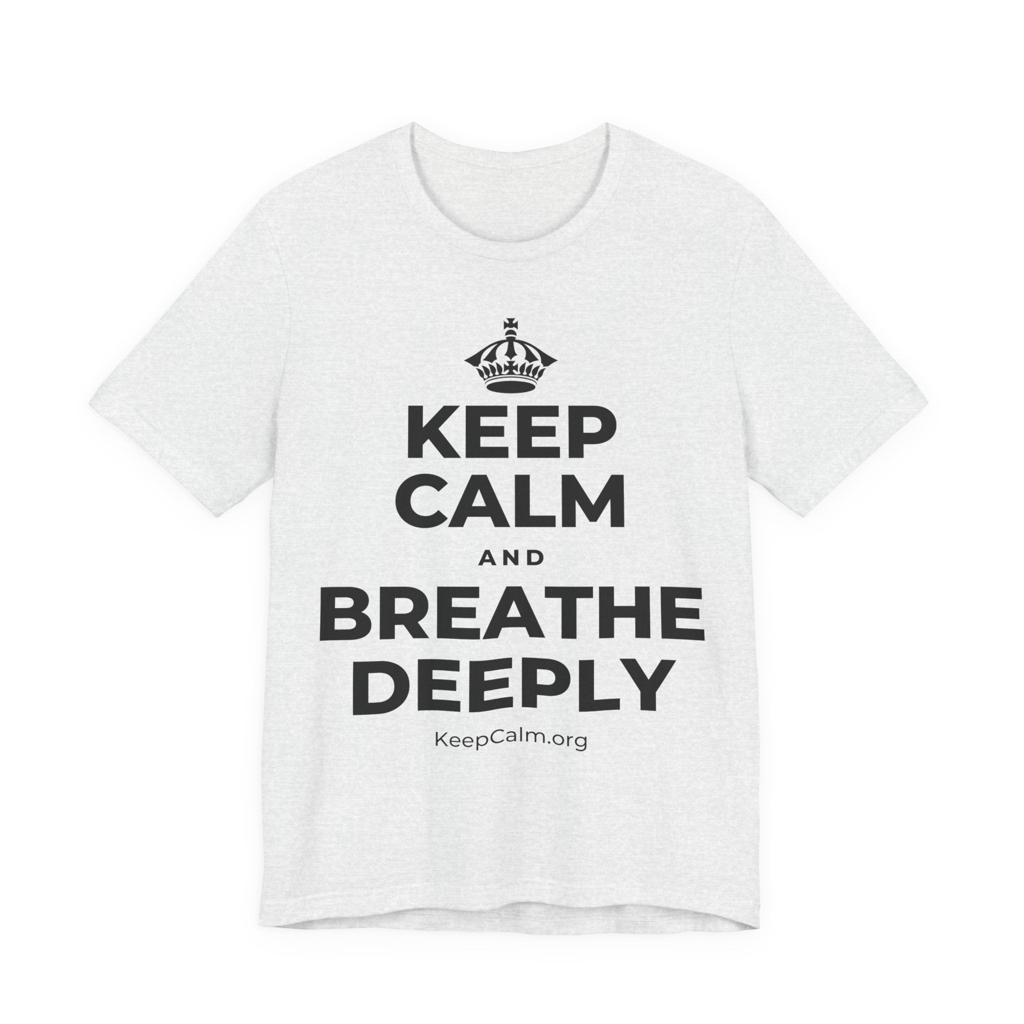 KEEP CALM AND BREATHE DEEPLY T-Shirt (Soft Cream–Heather Mauve)