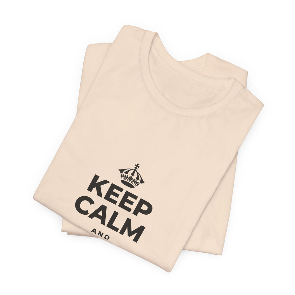 KEEP CALM AND CHASE GREATNESS T-Shirt (Soft Cream–Heather Mauve)