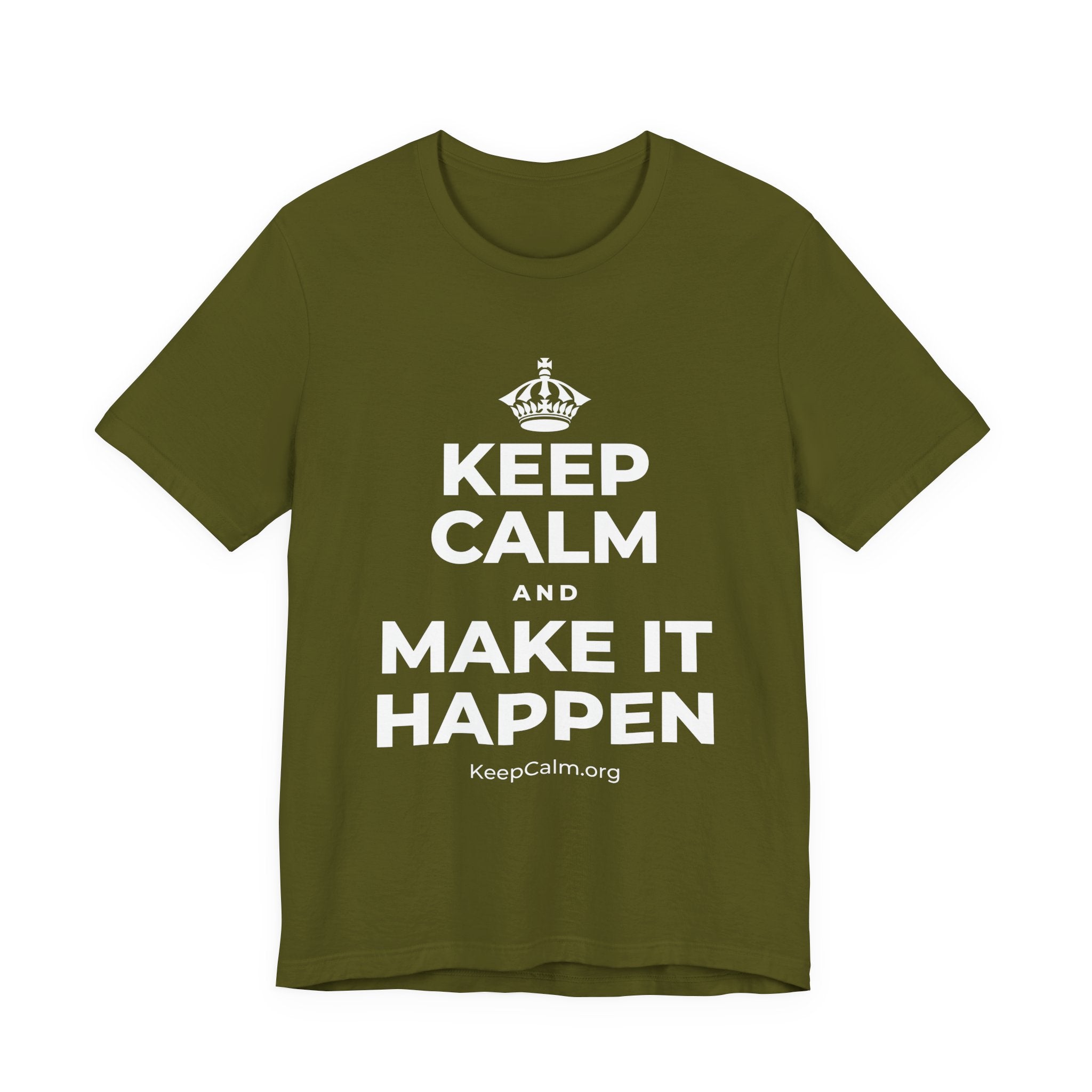 KEEP CALM AND MAKE IT HAPPEN T-Shirt (Baby Blue–Silver)