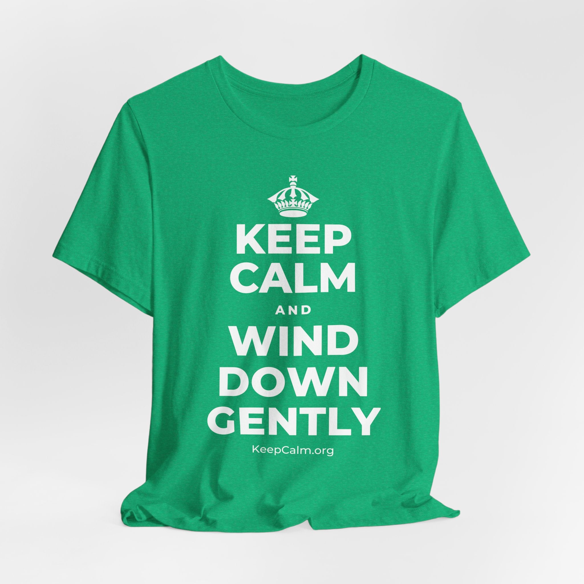 KEEP CALM AND WIND DOWN GENTLY T-Shirt (Baby Blue–Silver)