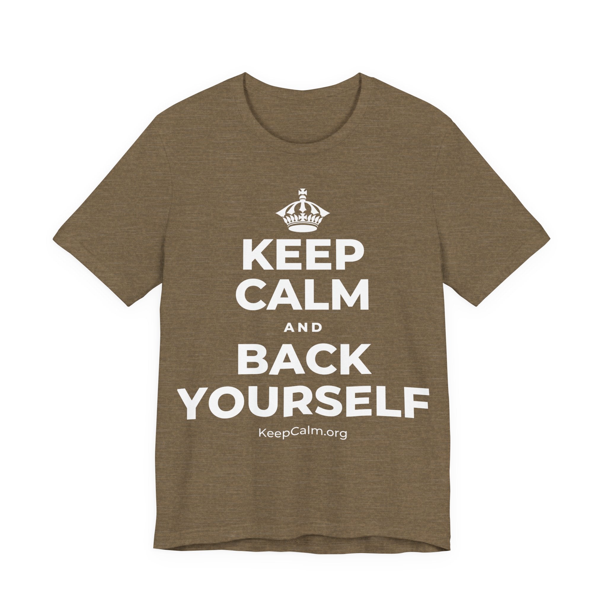 KEEP CALM AND BACK YOURSELF T-Shirt (Soft Cream–Heather Mauve)
