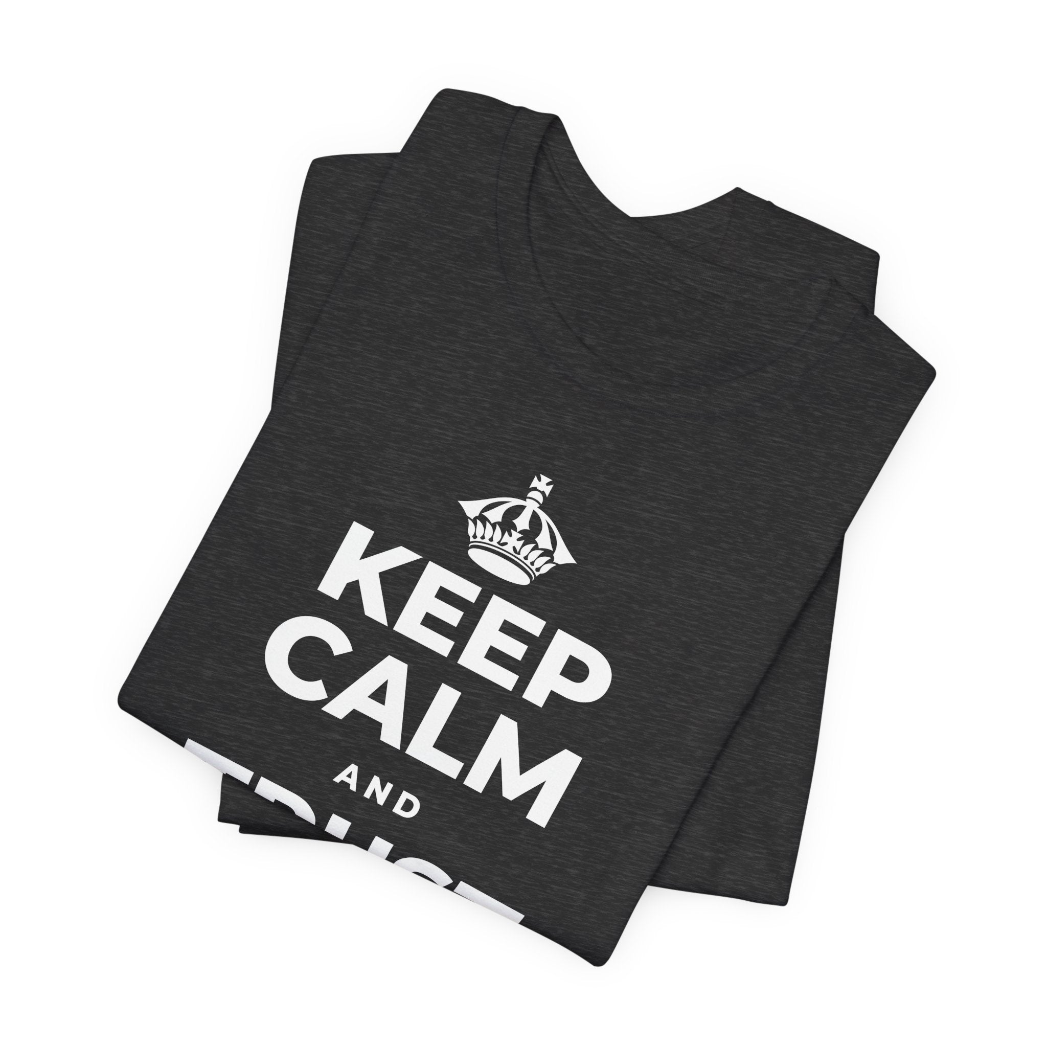 KEEP CALM AND TRUST THE MORNING T-Shirt (White–Asphalt)