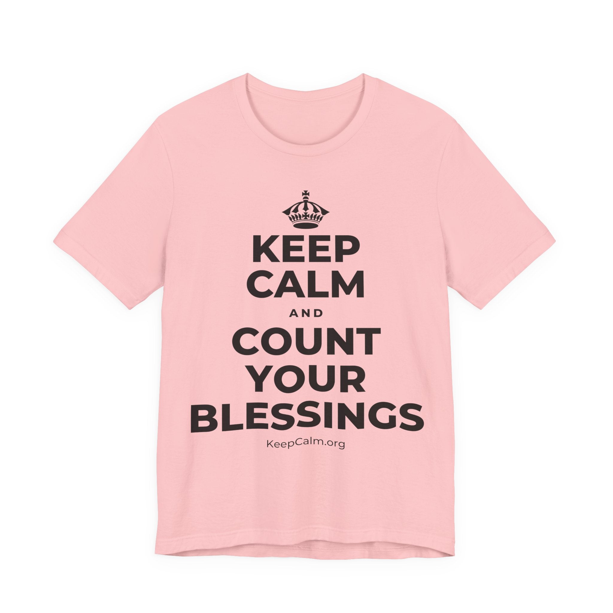 KEEP CALM AND COUNT YOUR BLESSINGS T-Shirt (White–Asphalt)
