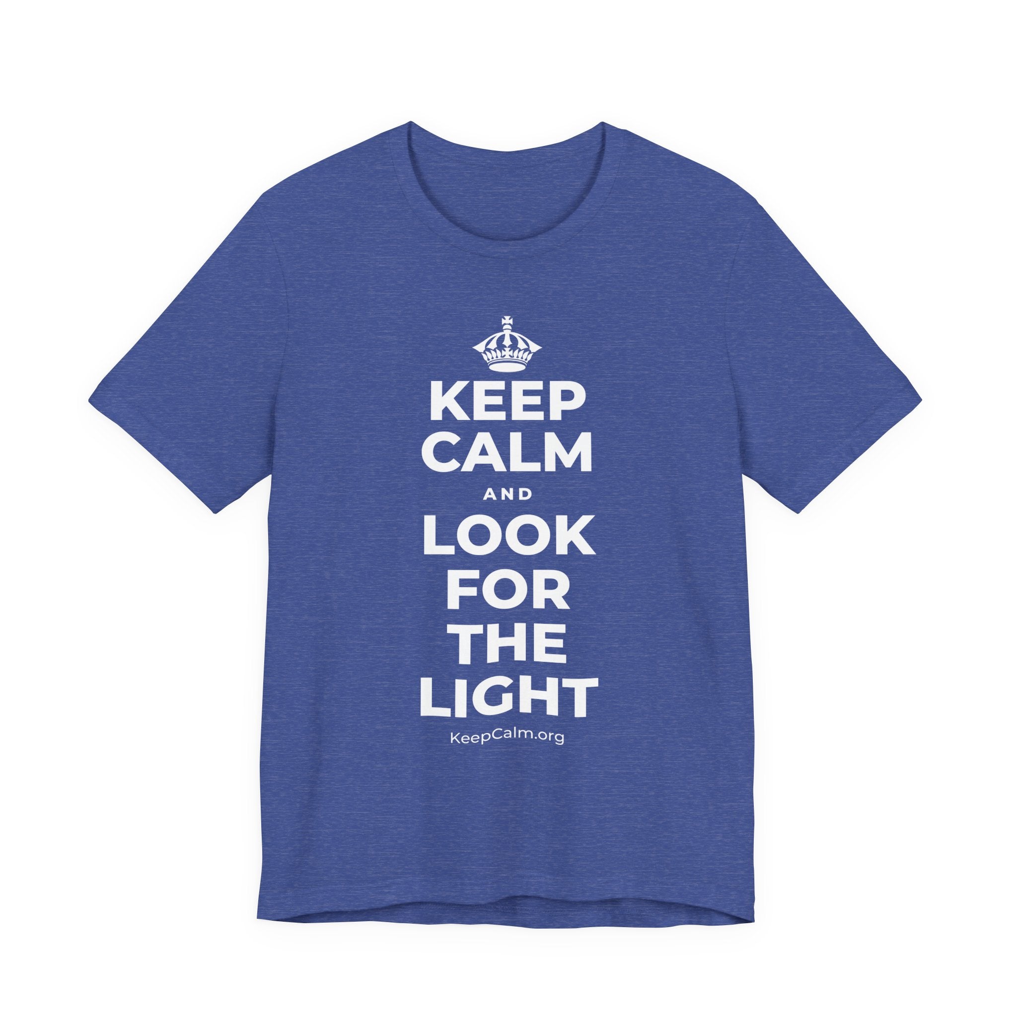 KEEP CALM AND LOOK FOR THE LIGHT T-Shirt (Baby Blue–Silver)