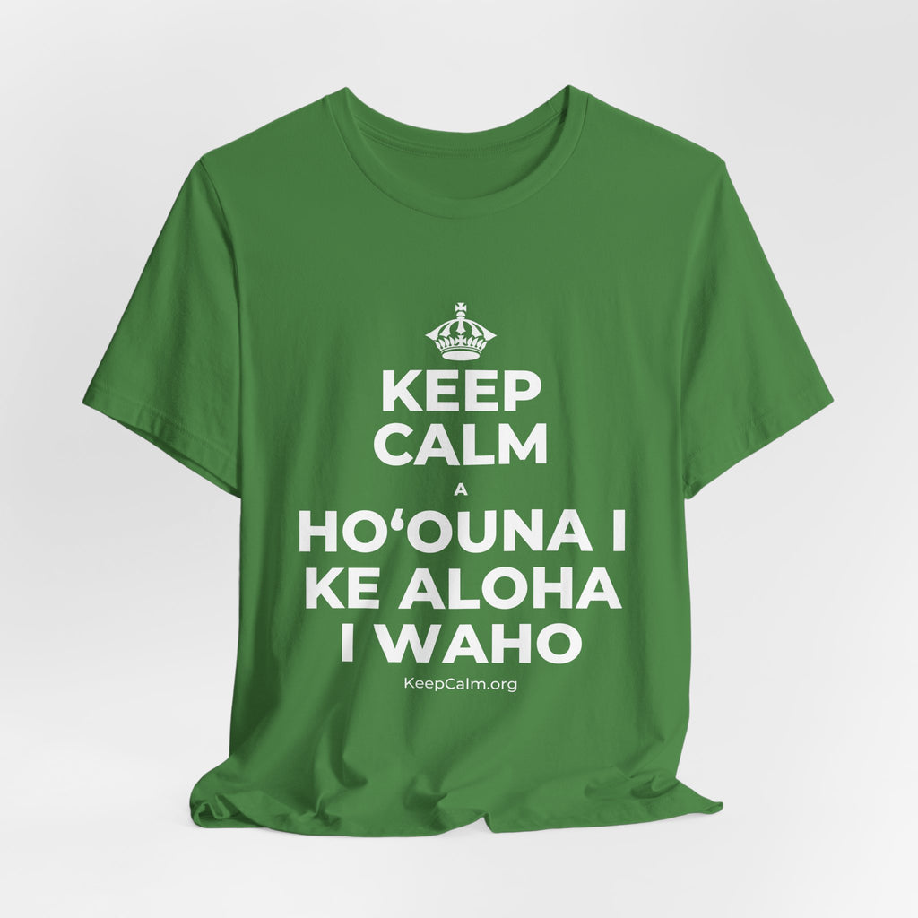 KEEP CALM A HOʻOUNA I KE ALOHA I WAHO T-Shirt (Baby Blue–Silver)
