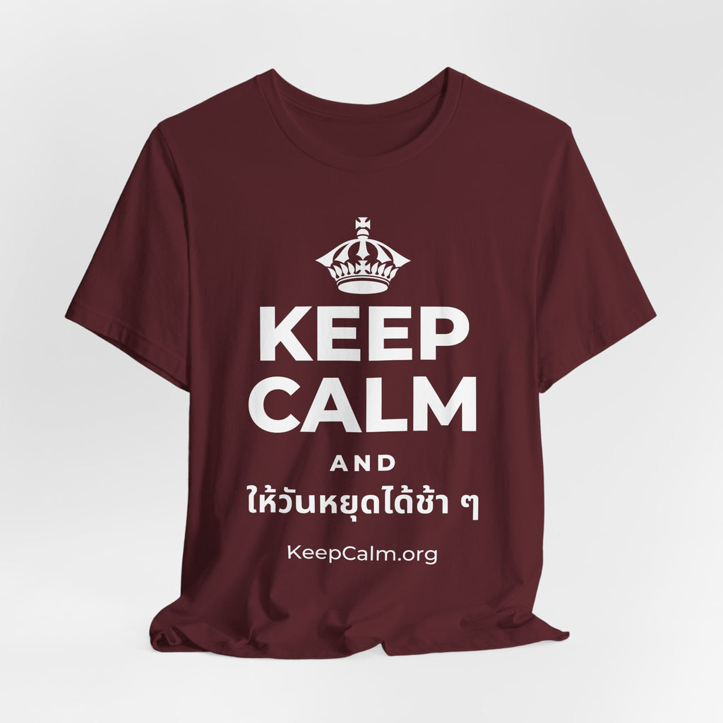 KEEP CALM AND ให้วันหยุดได้ช้า ๆ T-Shirt (Baby Blue–Silver)