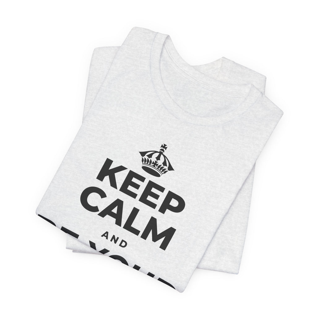 KEEP CALM AND BE YOUR OWN VALENTINE T-Shirt (Soft Cream–Heather Mauve)