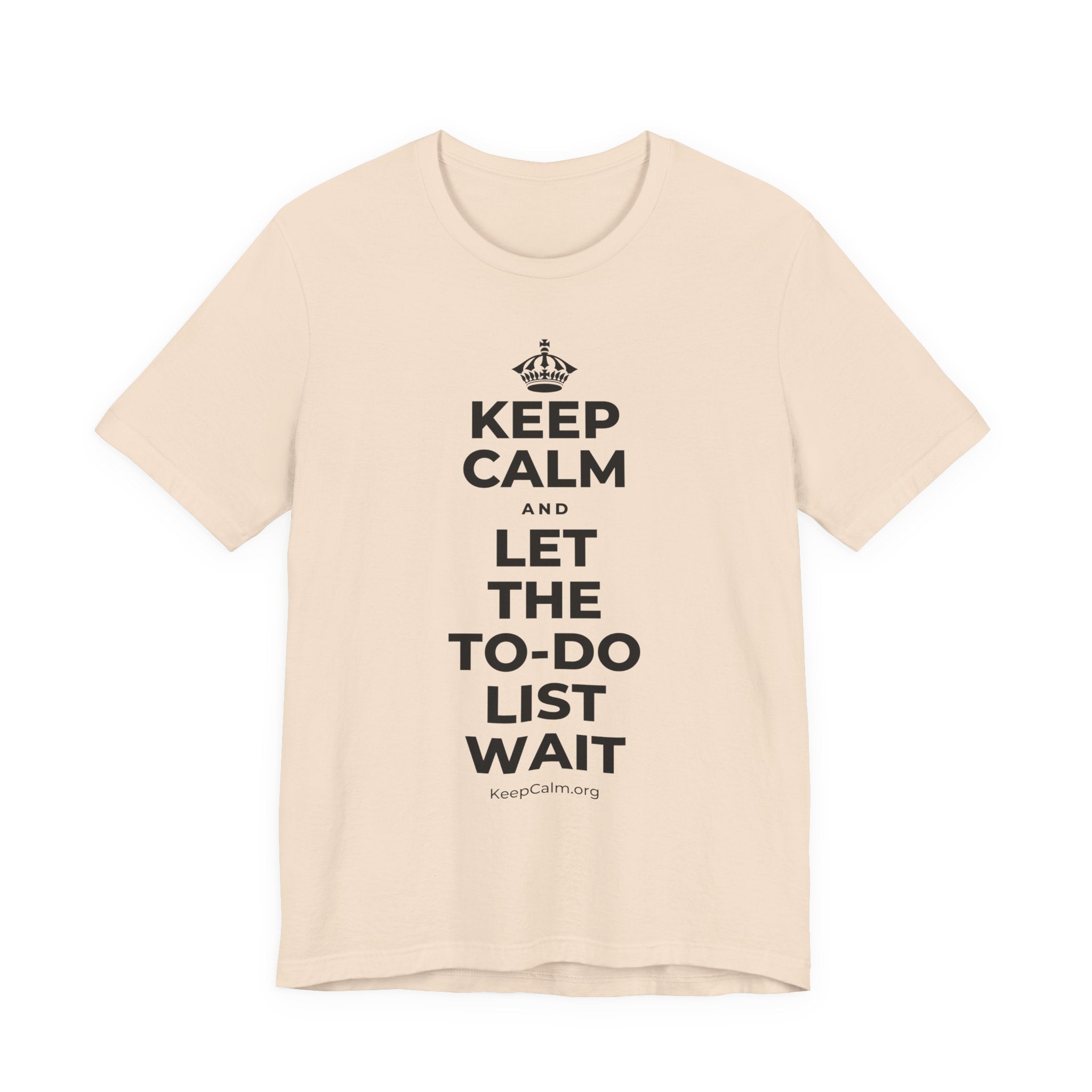 KEEP CALM AND LET THE TO-DO LIST WAIT T-Shirt (Soft Cream–Heather Mauve)