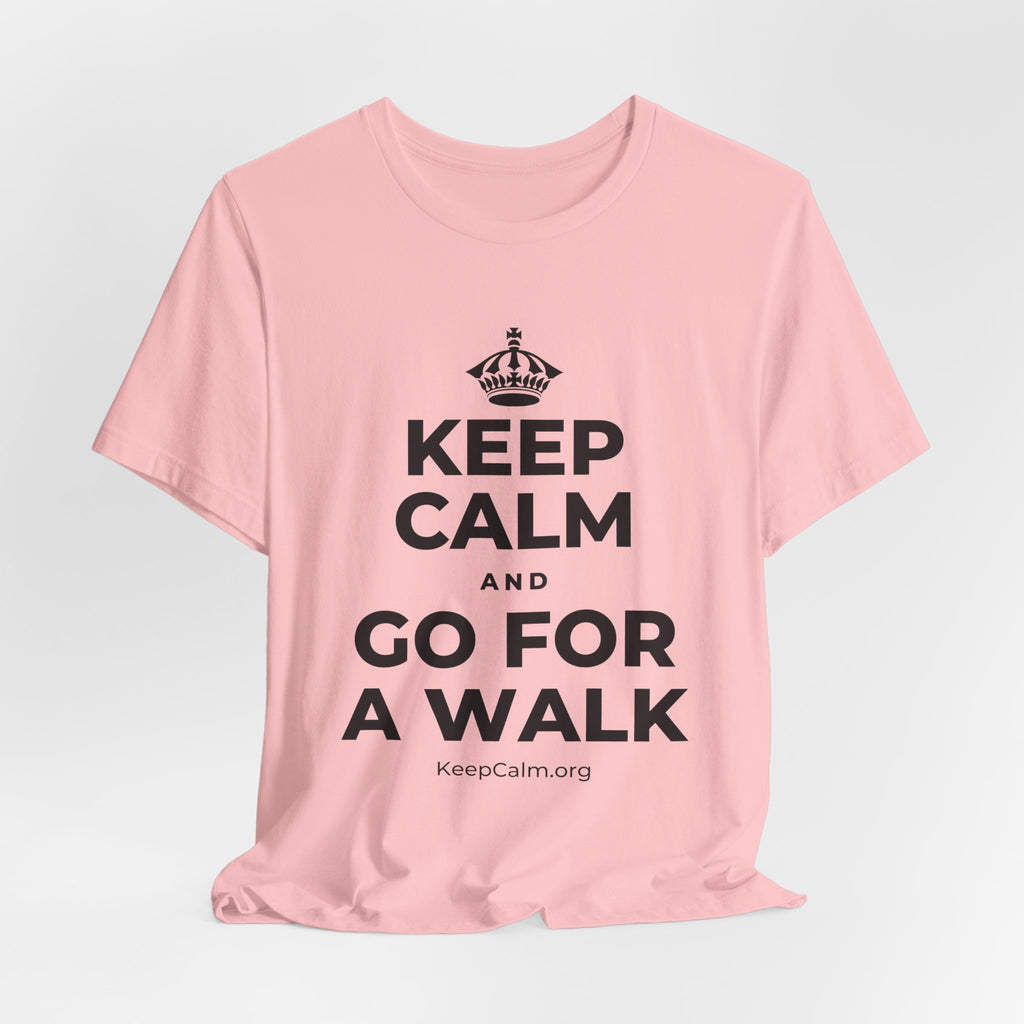KEEP CALM AND GO FOR A WALK T-Shirt (White–Asphalt)