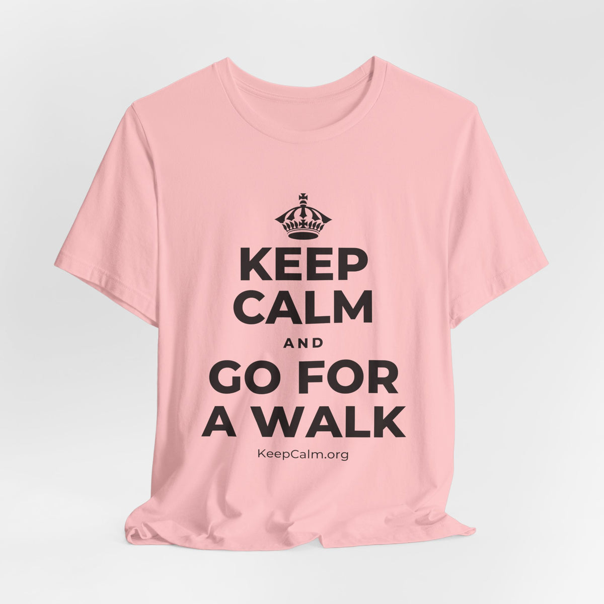 KEEP CALM AND GO FOR A WALK T-Shirt (White–Asphalt)