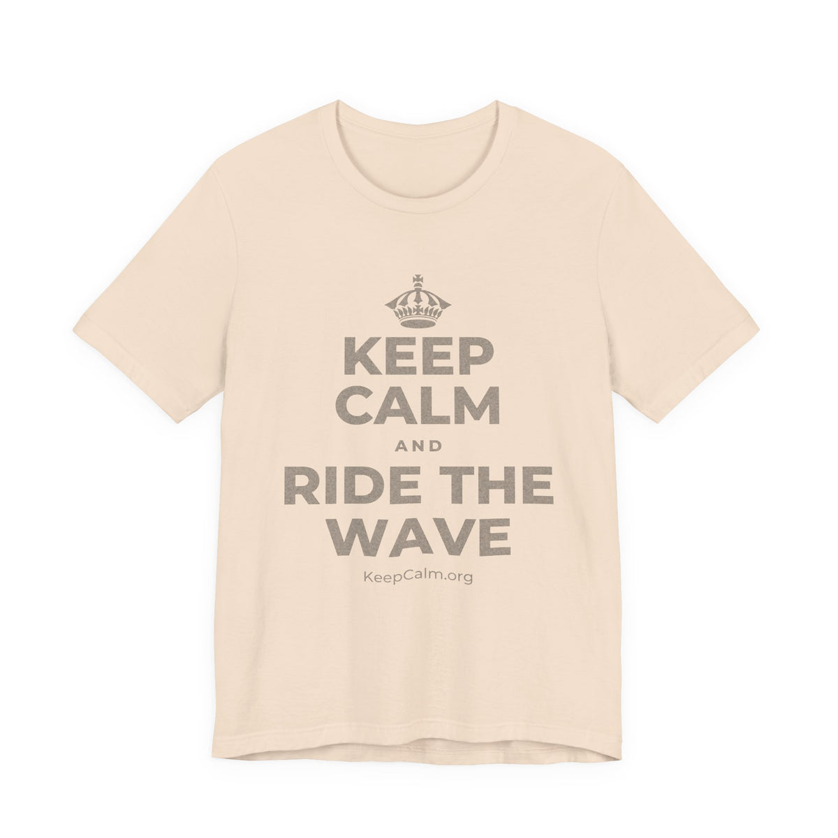 KEEP CALM AND RIDE THE WAVE T-Shirt (Soft Cream–Heather Mauve)