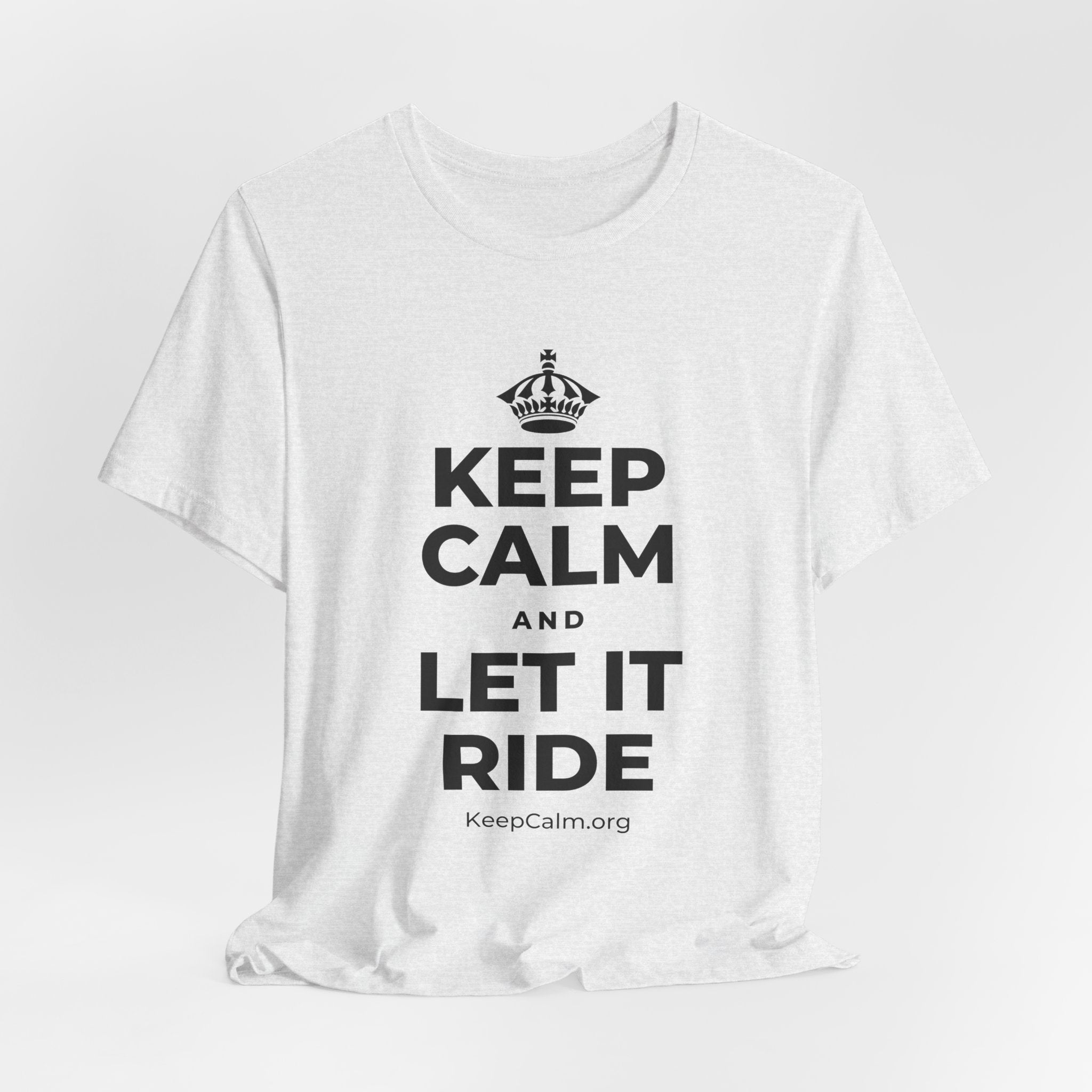 KEEP CALM AND LET IT RIDE T-Shirt (Soft Cream–Heather Mauve)