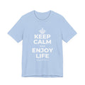 KEEP CALM AND ENJOY LIFE T-Shirt (Baby Blue–Silver)