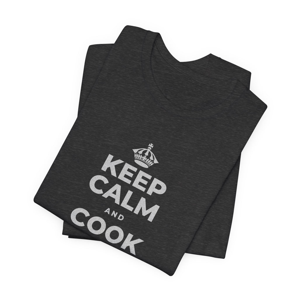 KEEP CALM AND COOK SOMETHING T-Shirt (White–Asphalt)