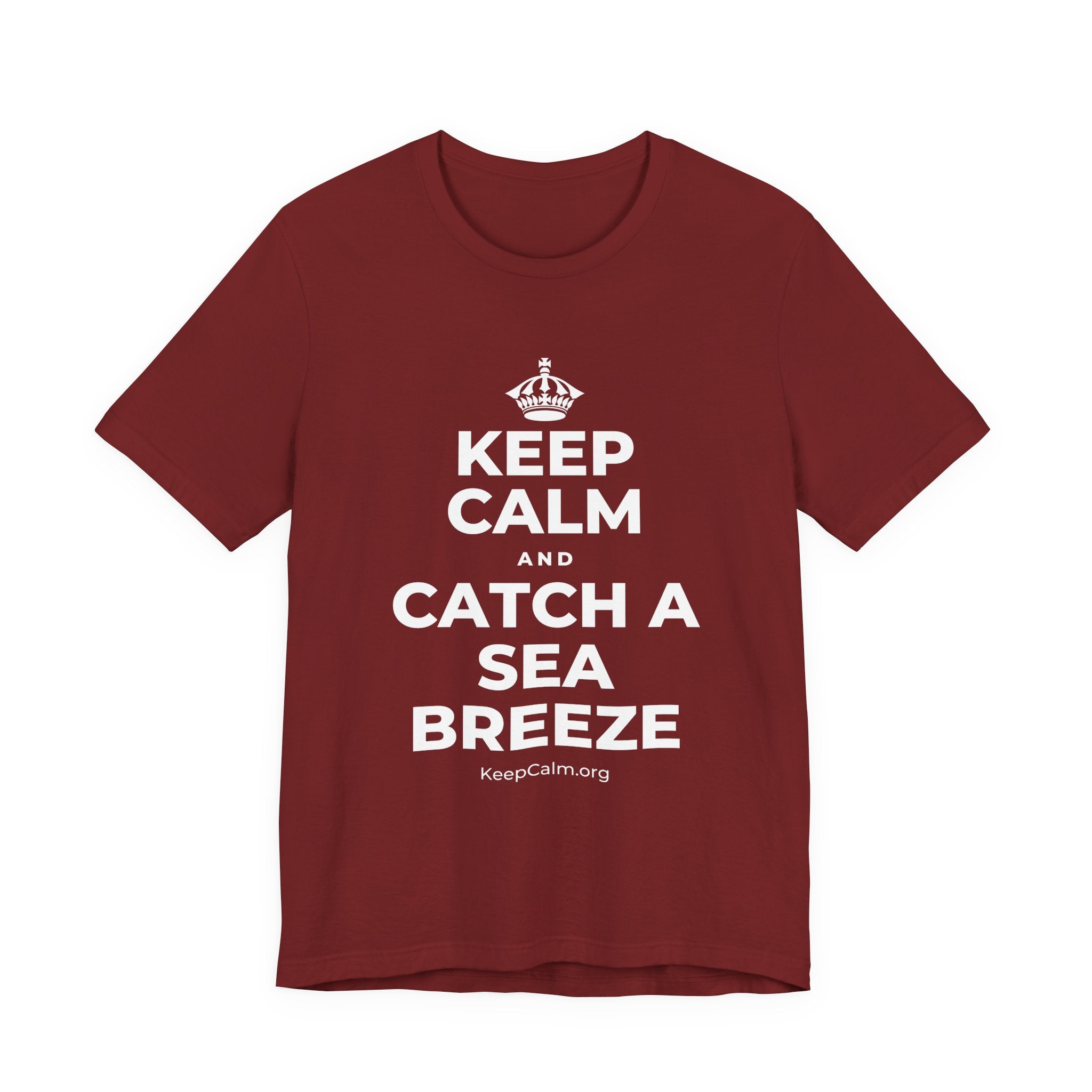 KEEP CALM AND CATCH A SEA BREEZE T-Shirt (Baby Blue–Silver)
