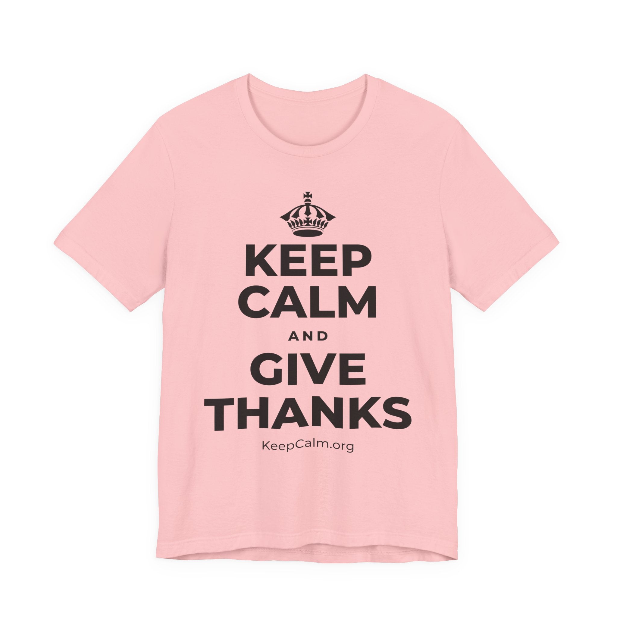 KEEP CALM AND GIVE THANKS T-Shirt (White–Asphalt)