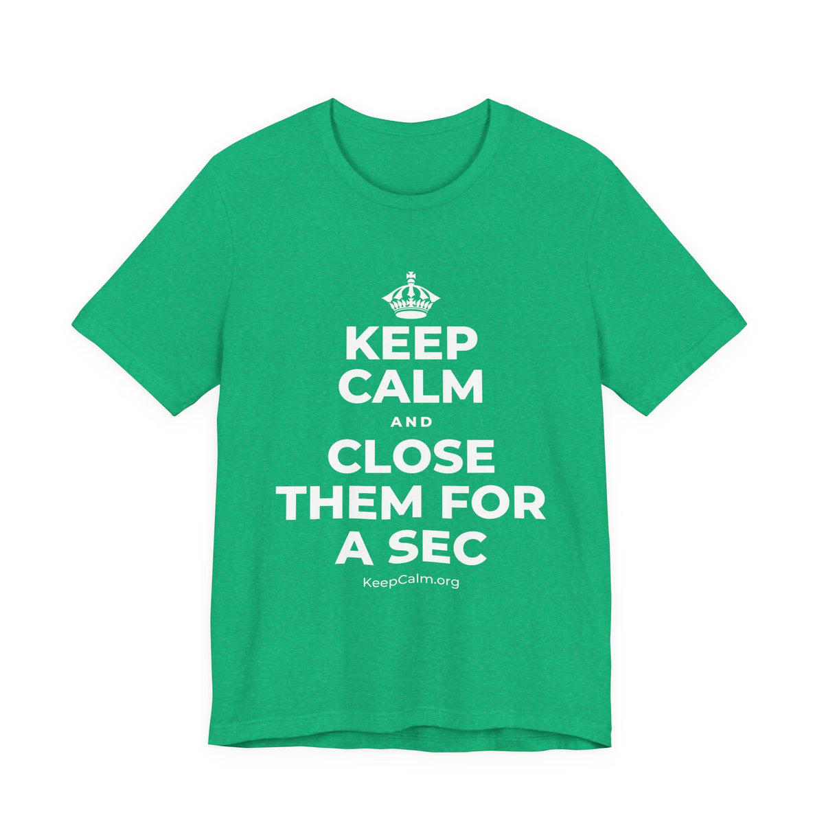 KEEP CALM AND CLOSE THEM FOR A SEC T-Shirt (Baby Blue–Silver)