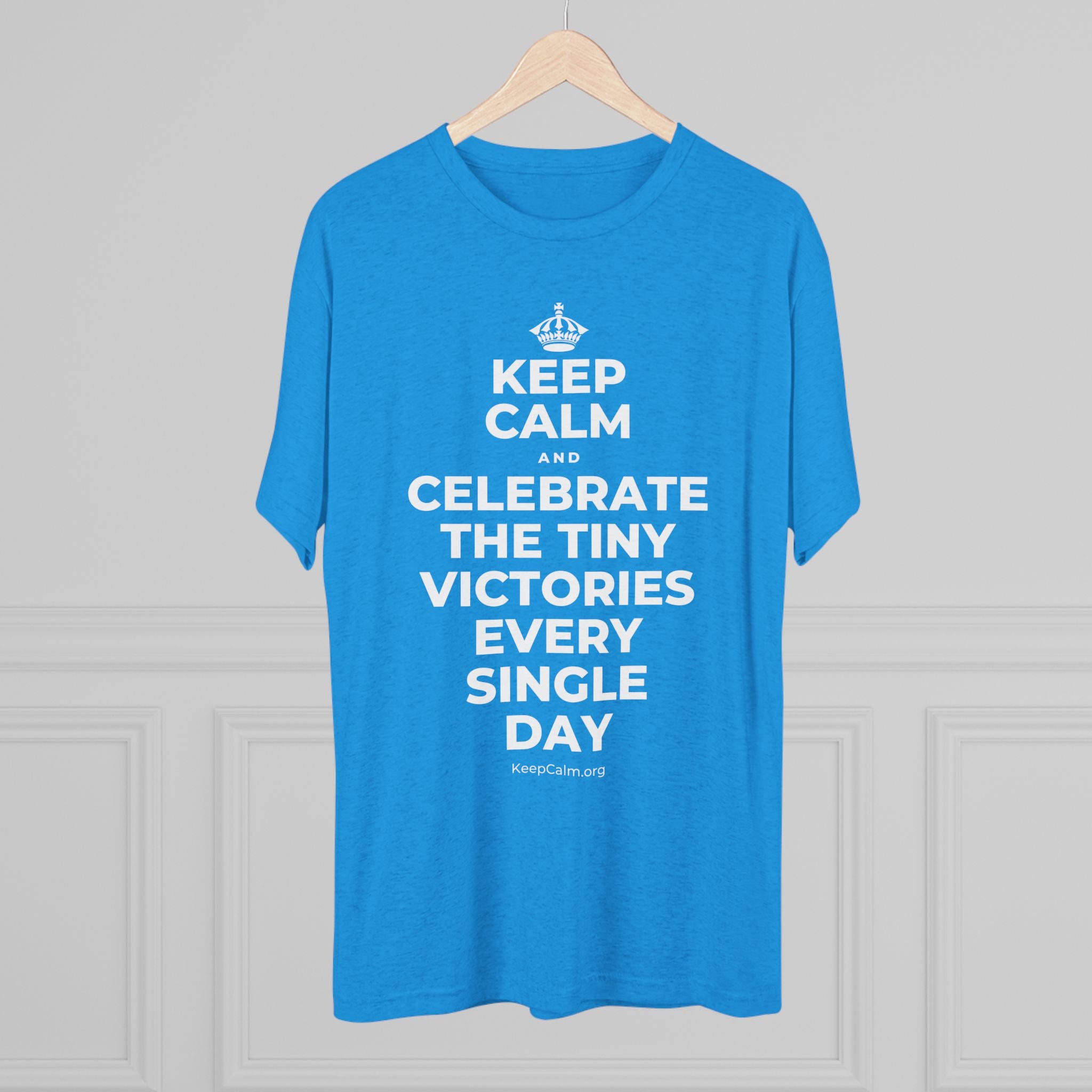 KEEP CALM AND CELEBRATE THE TINY VICTORIES EVERY SINGLE DAY Tri-Blend Tee