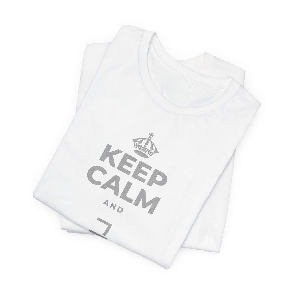 KEEP CALM AND 그 질문을 해요 T-Shirt (White–Asphalt)