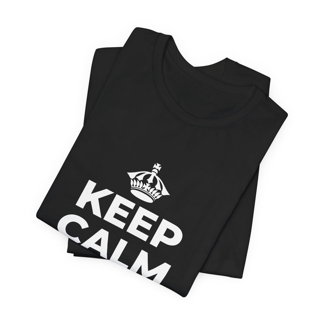 KEEP CALM AND JUST BE T-Shirt (White–Asphalt)