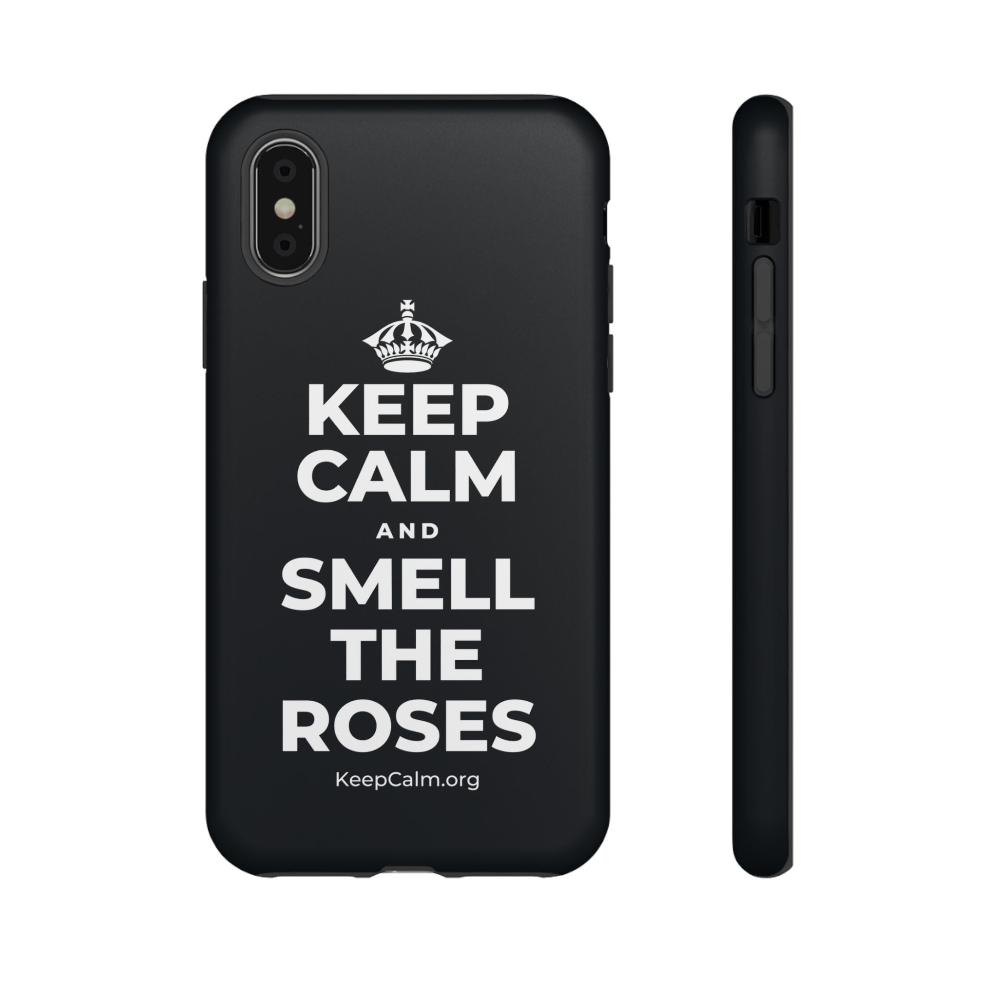 KEEP CALM AND SMELL THE ROSES Phone Case (Dark)