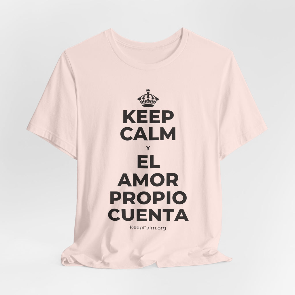KEEP CALM Y EL AMOR PROPIO CUENTA T-Shirt (Soft Cream–Heather Mauve)