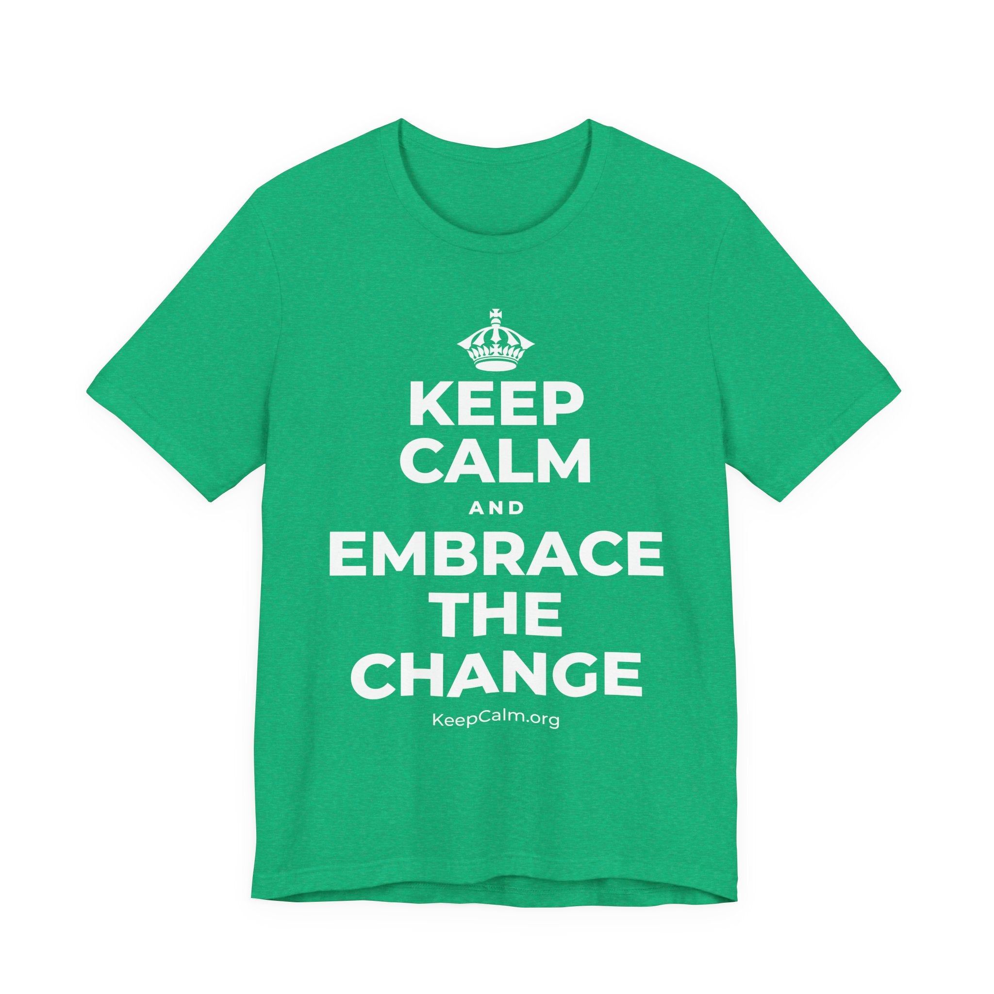 KEEP CALM AND EMBRACE THE CHANGE T-Shirt (Baby Blue–Silver)