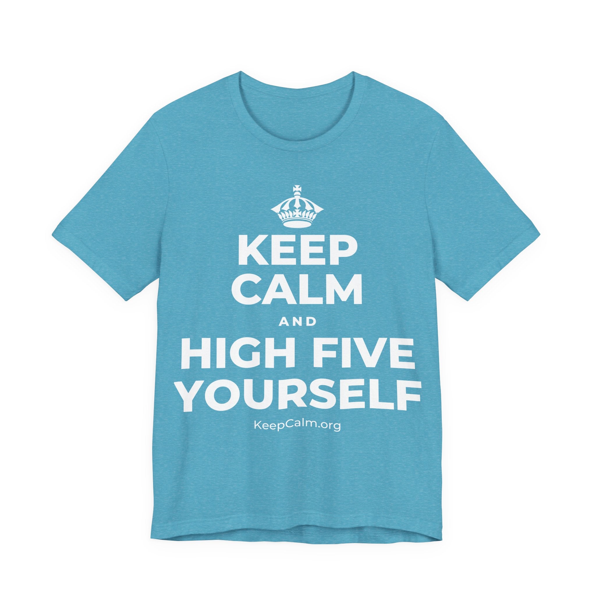 KEEP CALM AND HIGH FIVE YOURSELF T-Shirt (Soft Cream–Heather Mauve)