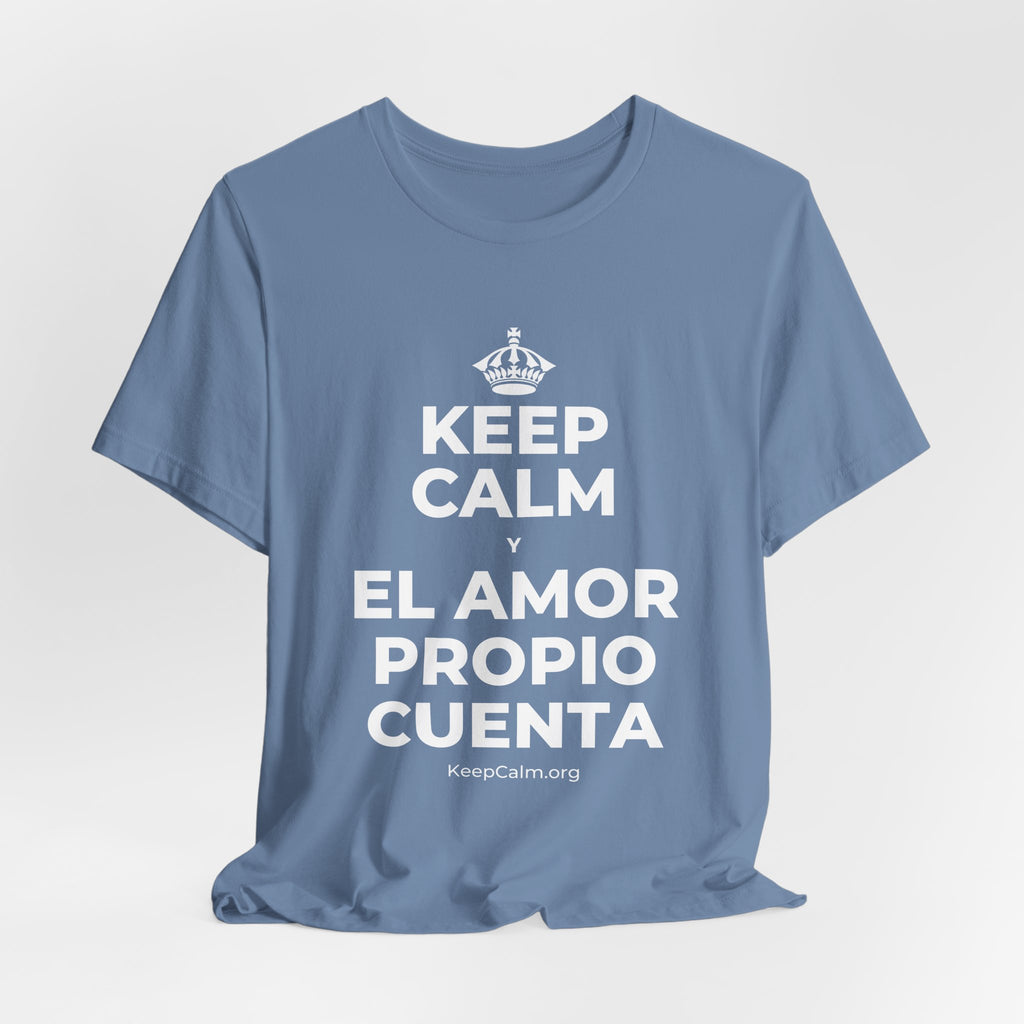 KEEP CALM Y EL AMOR PROPIO CUENTA T-Shirt (Soft Cream–Heather Mauve)