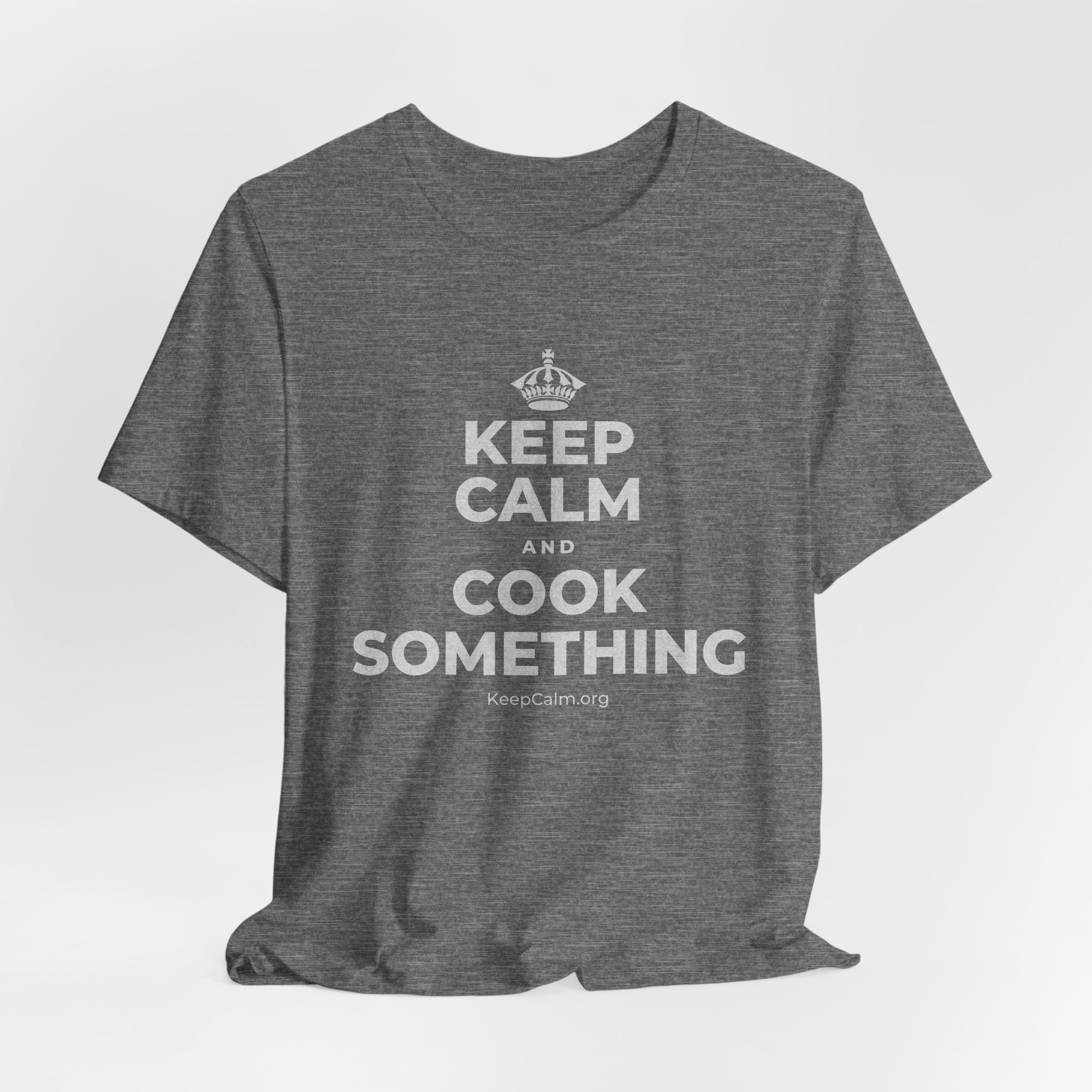 KEEP CALM AND COOK SOMETHING T-Shirt (Baby Blue–Silver)